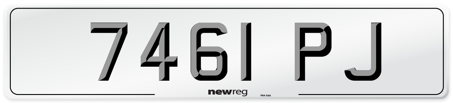 7461 PJ Number Plate from New Reg